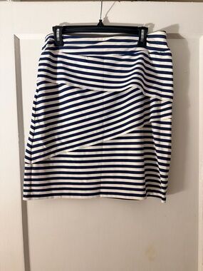 J. McLaughlin Striped Wrap Skirt ⚓ Navy & White Coastal Style Size M